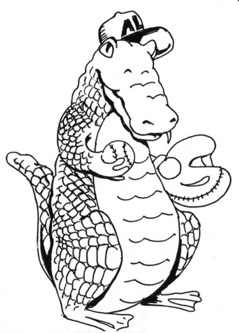 Online coloring book: Coloring book alligator as a baseball player